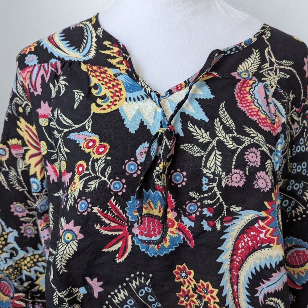 NWOT Hester & Orchard Linen Blend 3/4 Sleeve Floral Blouse, Medium - Picture 2 of 4